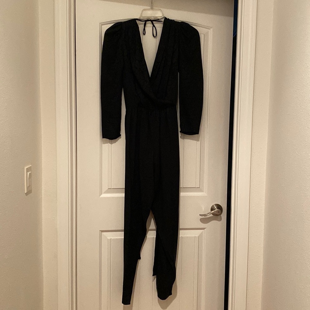 Vintage Black silk dressy sexy evening Jumpsuit